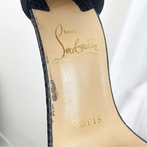 Christian Louboutin Poupedou Raffia Open Toe Leather Stiletto Heels Black EU 36 - Picture 12 of 12